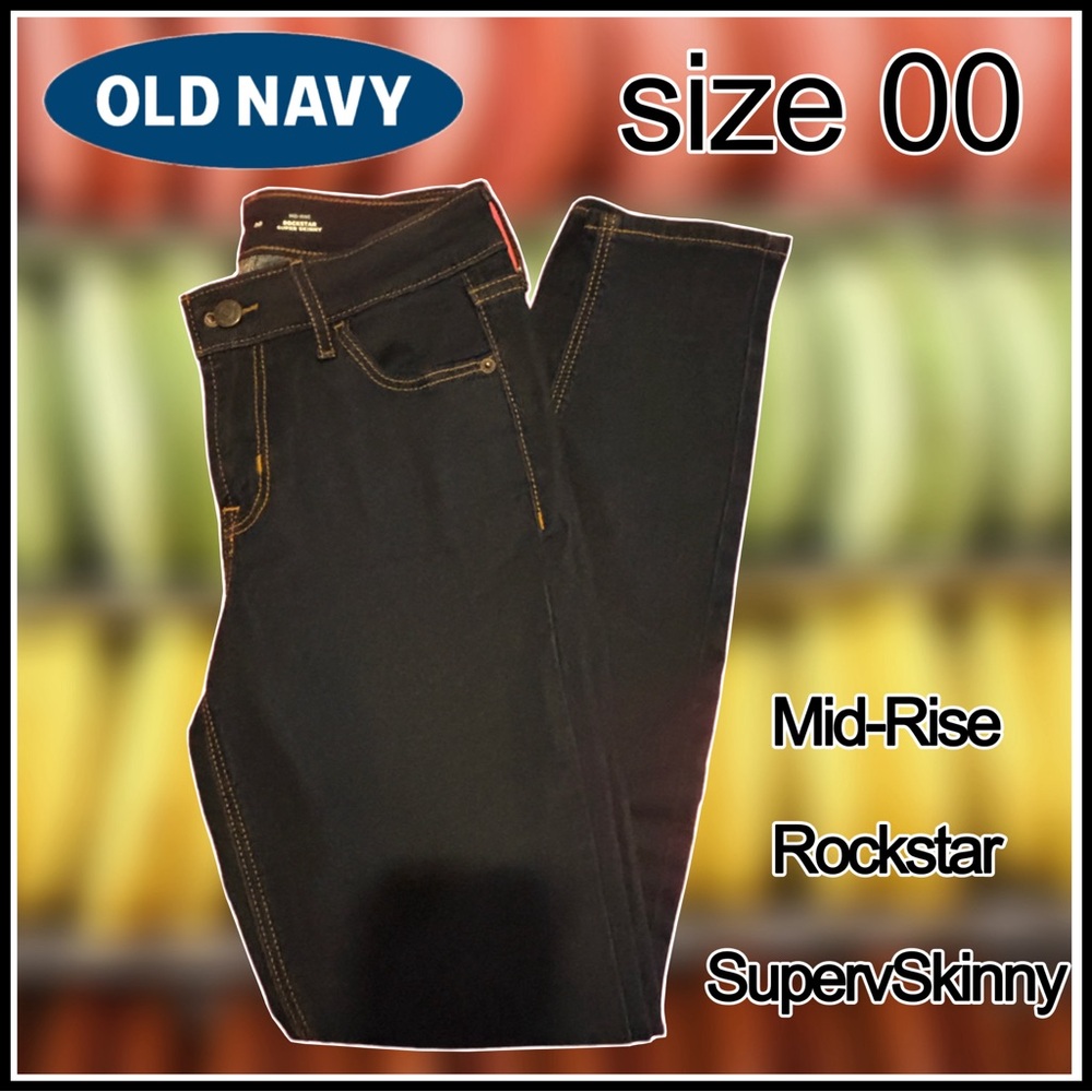 NWOT straight legged, stretch OLD NAVY dark blue JEANS size 00
